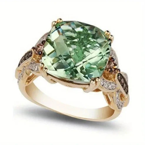Guld Oliven Krystal Ring